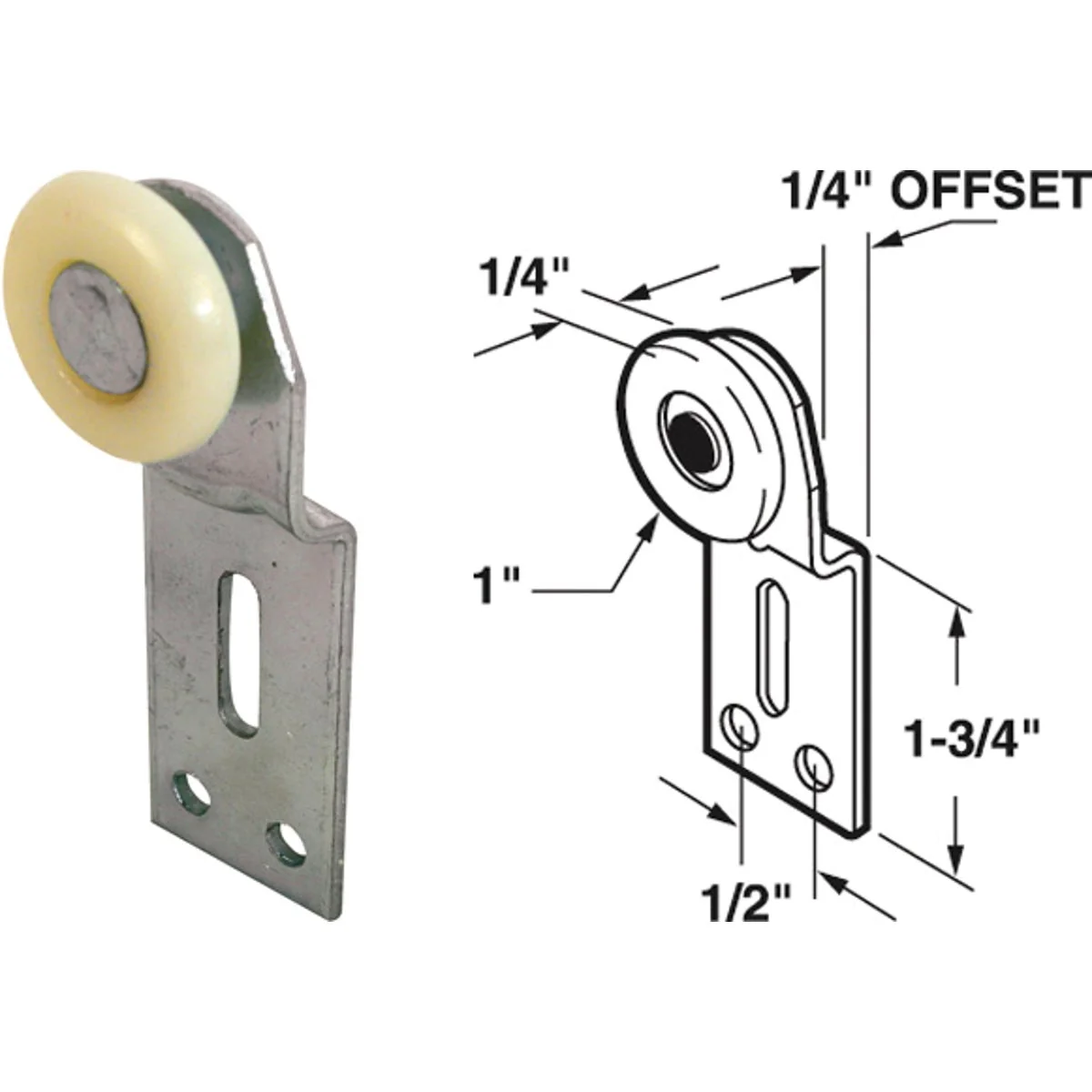 Long-Lasting Prime-Line 1 4 In. Offset Adjustable 1 2 In. W. Single Wheel Bypass Door Roller 2-Count Elite