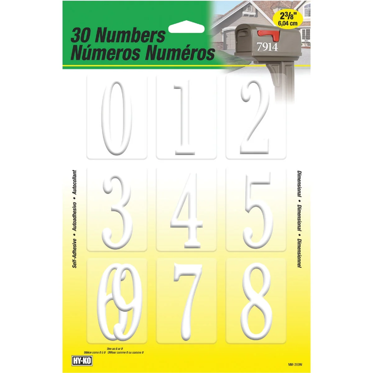 Excellent Hy-Ko 2.375 In. White Adhesive Number Set Certified