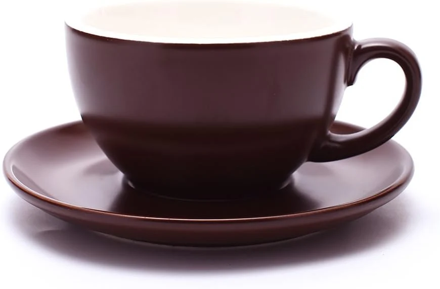 Environmentally Friendly Latte Art Cup and Saucer Cappuccino Americano New Bone China Mate for Coffee Shop and Barista Matte Brown 8.5 oz Exceptional