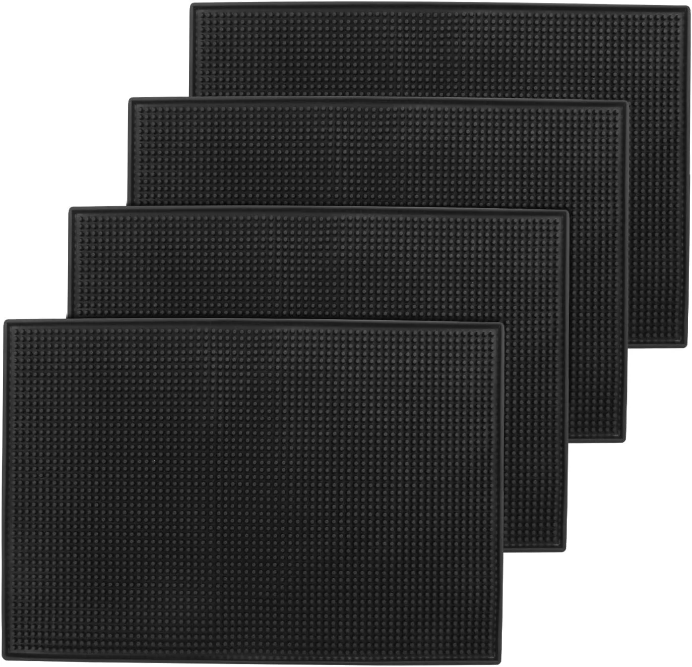 Trusted 4 Pack Rubber Mats 18 x 12 Black Bar Service Spill Mat for Countertop Bartending Efficient and Stylish Solution Lightweight