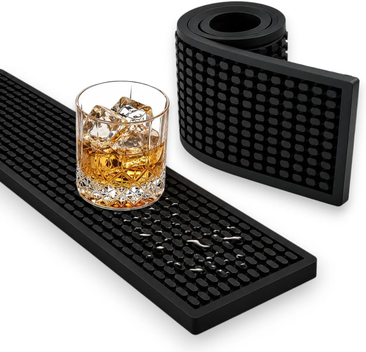 Consistent Rubber Bar Mat – Non-Slip Spill amp Drip Mat for Bartending Coffee Bar amp Kitchen Countertop Thick Durable Counter Protector amp Stylish Drying Mat Total Black 23.6 x 3.1 First-Class