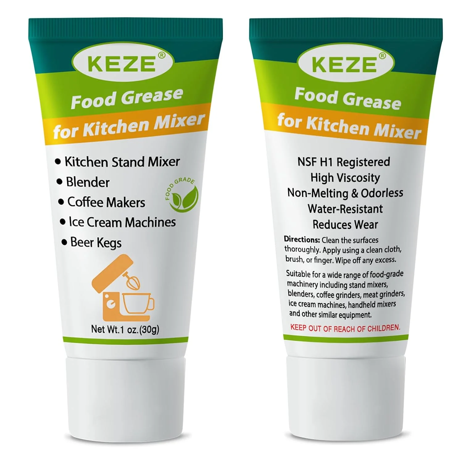 User-Friendly Keze Food Grade Equipment Lubricant Food Service Equipment Lube for kitchenaid Stand Mixer Beer Kegs Slushee and Espresso Machine Odorless Kitchen Mixer Grease 1 oz 2-Pack Efficient