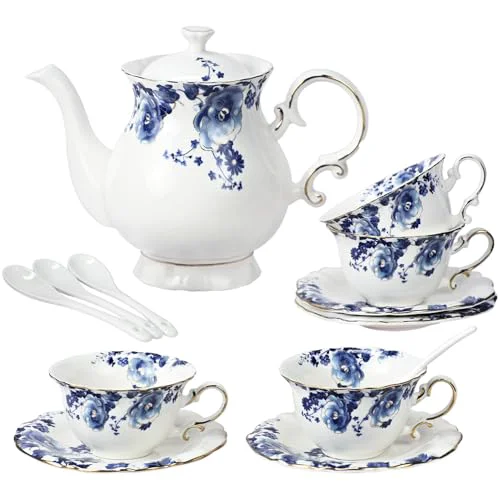 Easy-to-Use Bone China Tea Set for Adults Safe