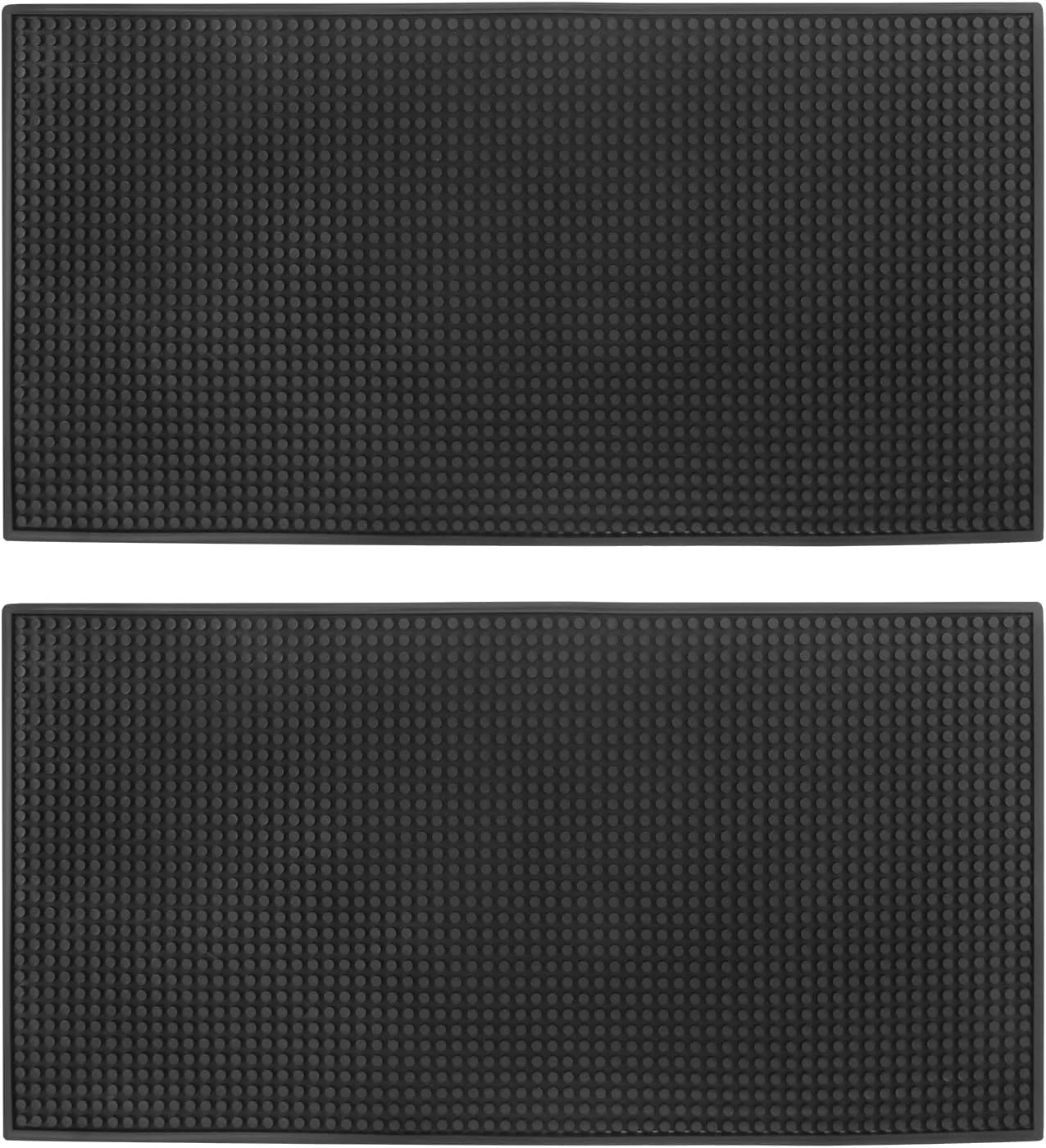 Refined 2 Pack Rubber Bar Mats 24 x 12 Black Large Bar Service Mat Spill Mat for Countertop Bartending Rubber Bar Mats Fine Crafted