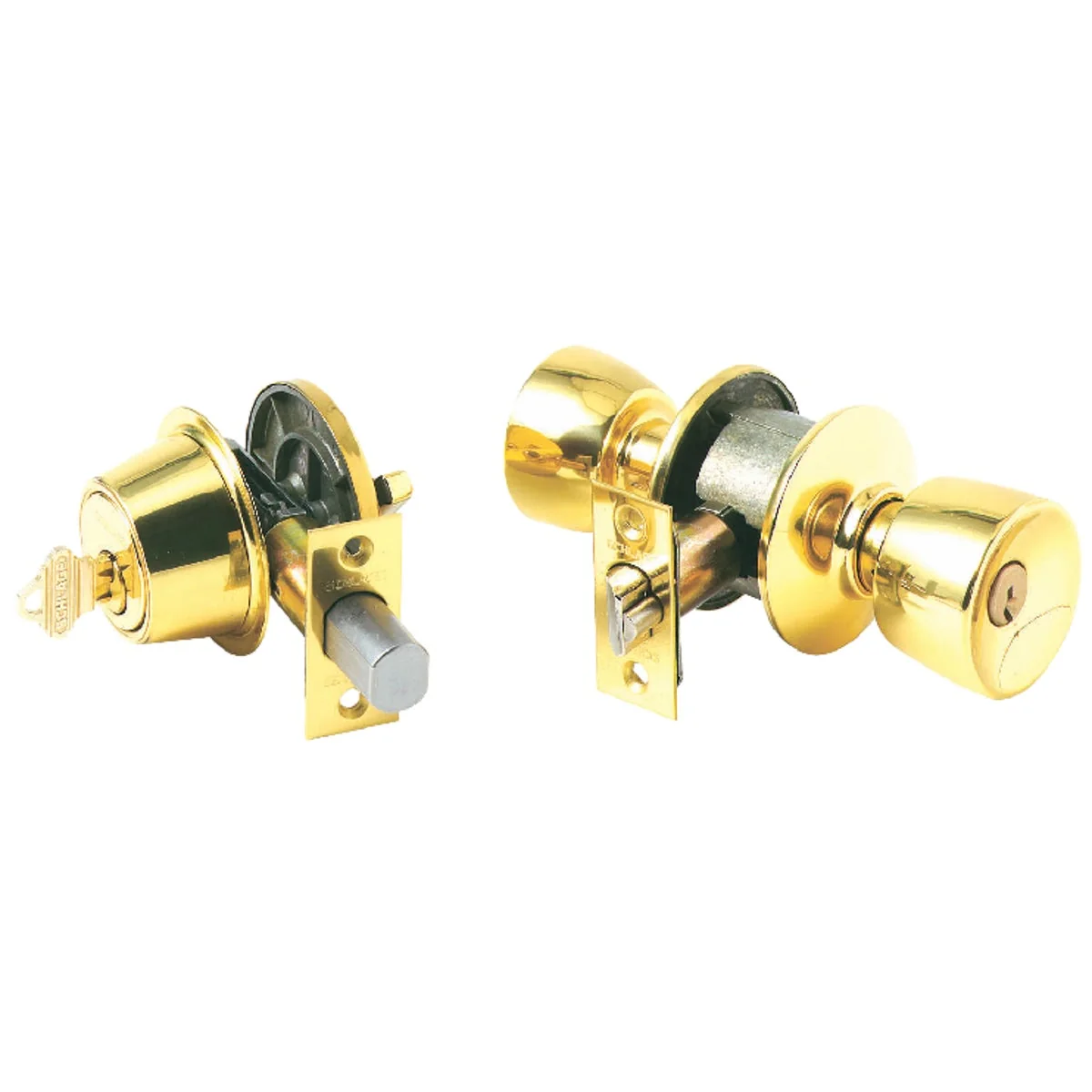 First-Class Schlage Bright Brass Deadbolt and Door Knob Combo Organic