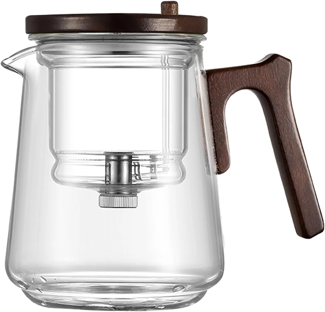 Contemporary Glass Teapot with Removable Infuser Loose Leaf Tea Brewing 7-shaped handle Professional