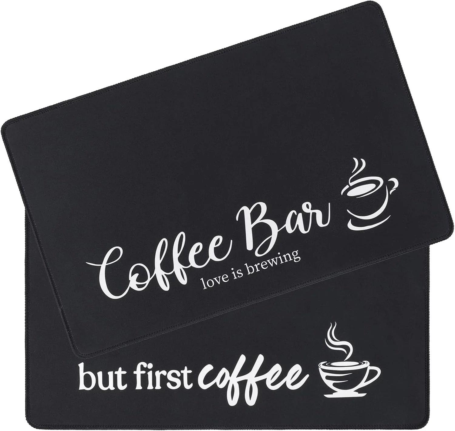 Environmentally Friendly SHACOS Coffee Mat 2 Pack 16×24 Inch Black Absorbent Non Slip Rubber Backing Coffee Maker Mat for Countertop Heat Resistant Dish Drying Mat First-Class