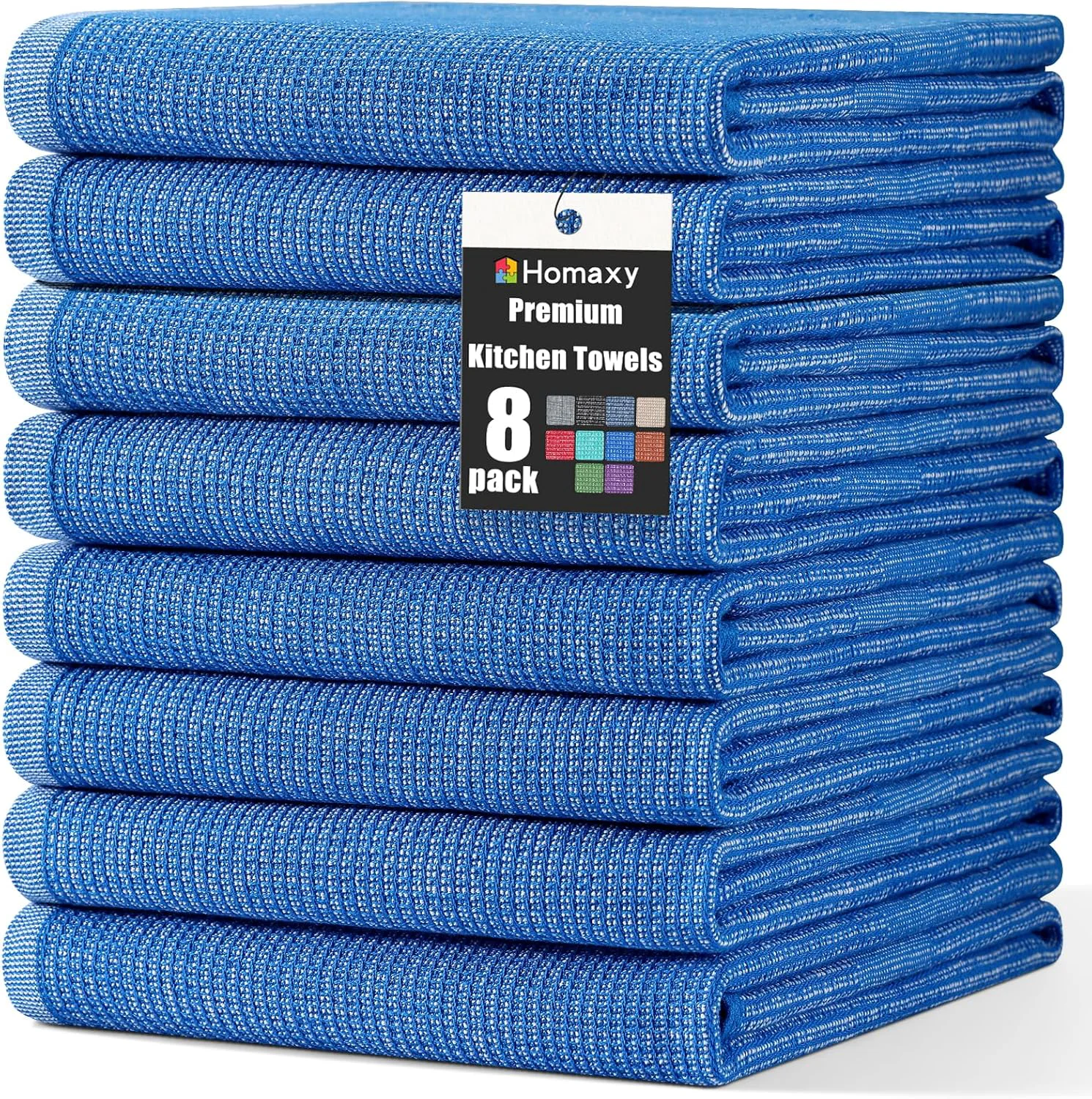 Official Homaxy Premium Kitchen Towels 18 x 28 8 Pack Large Cotton Kitchen Hand Towels Flat and Terry Dish Towels Stylish