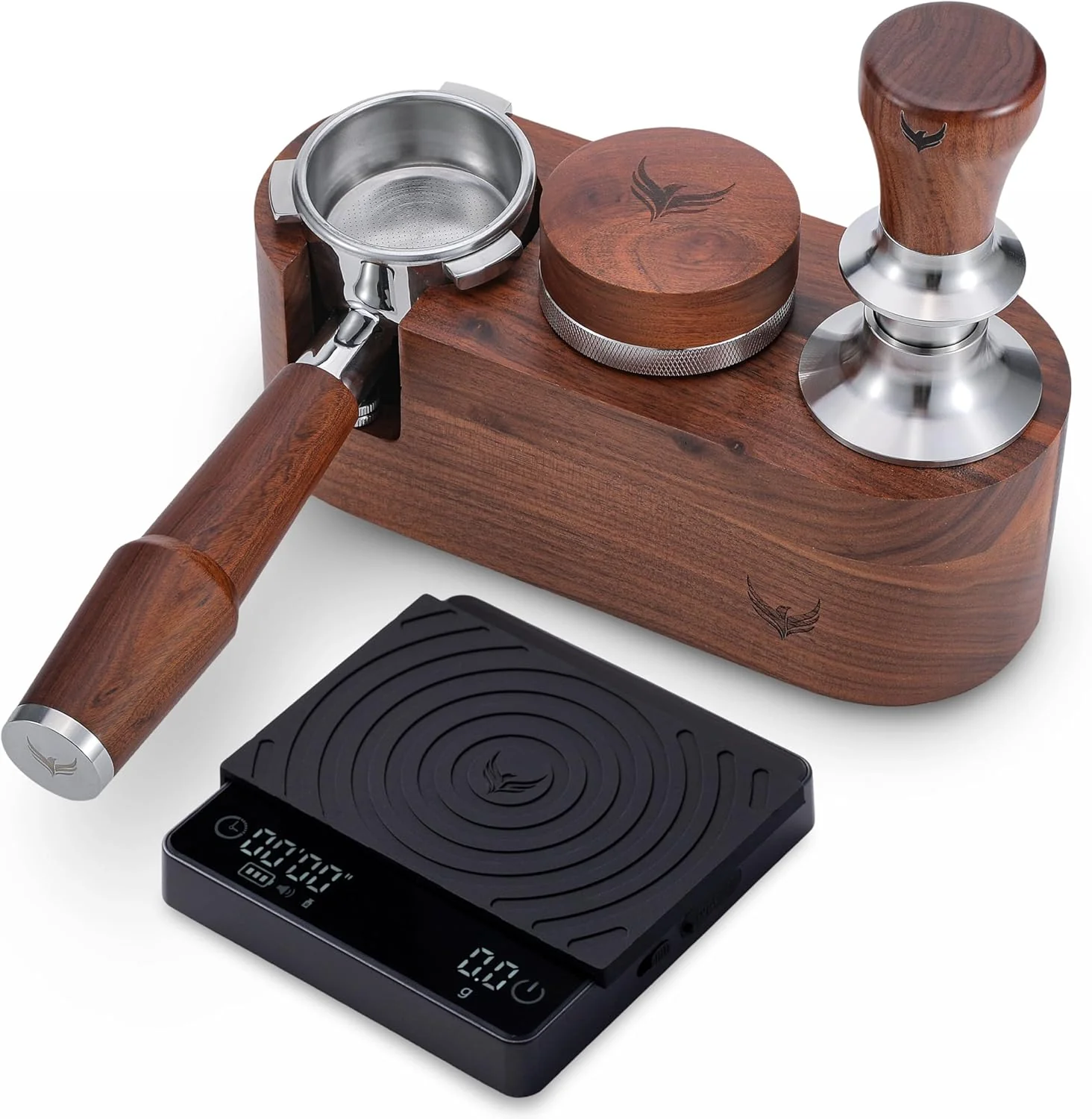 Practical 54mm Breville Coffee Tamper Set – Rosewood Tamping Station Calibrated Tamper Distribution Tool Bottomless Portafilter Digital Espresso Scale Official