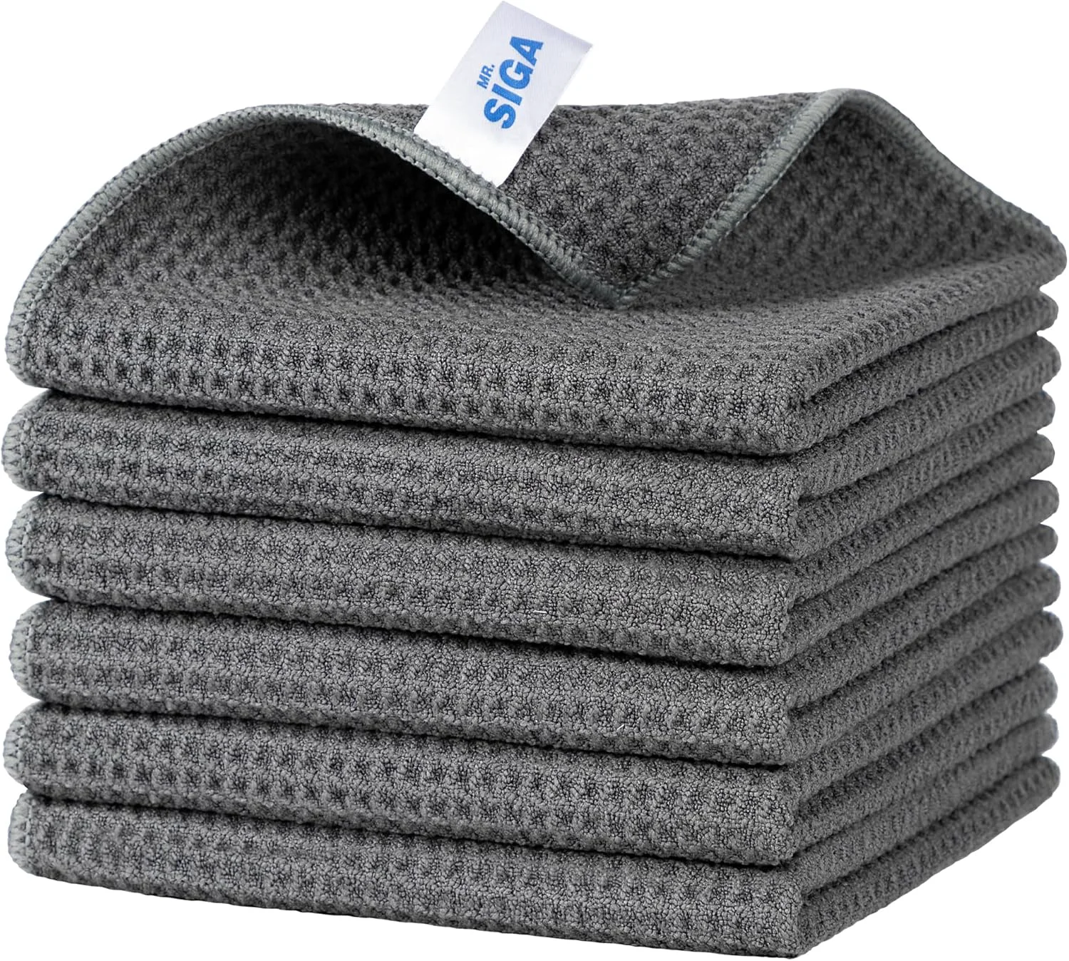 Selected MR.SIGA Waffle Pattern Cleaning Cloths Reusable Absorbent Microfiber Cleaning Cloths Lint Microfiber Kitchen Towels 6 Pack Gray Authentic
