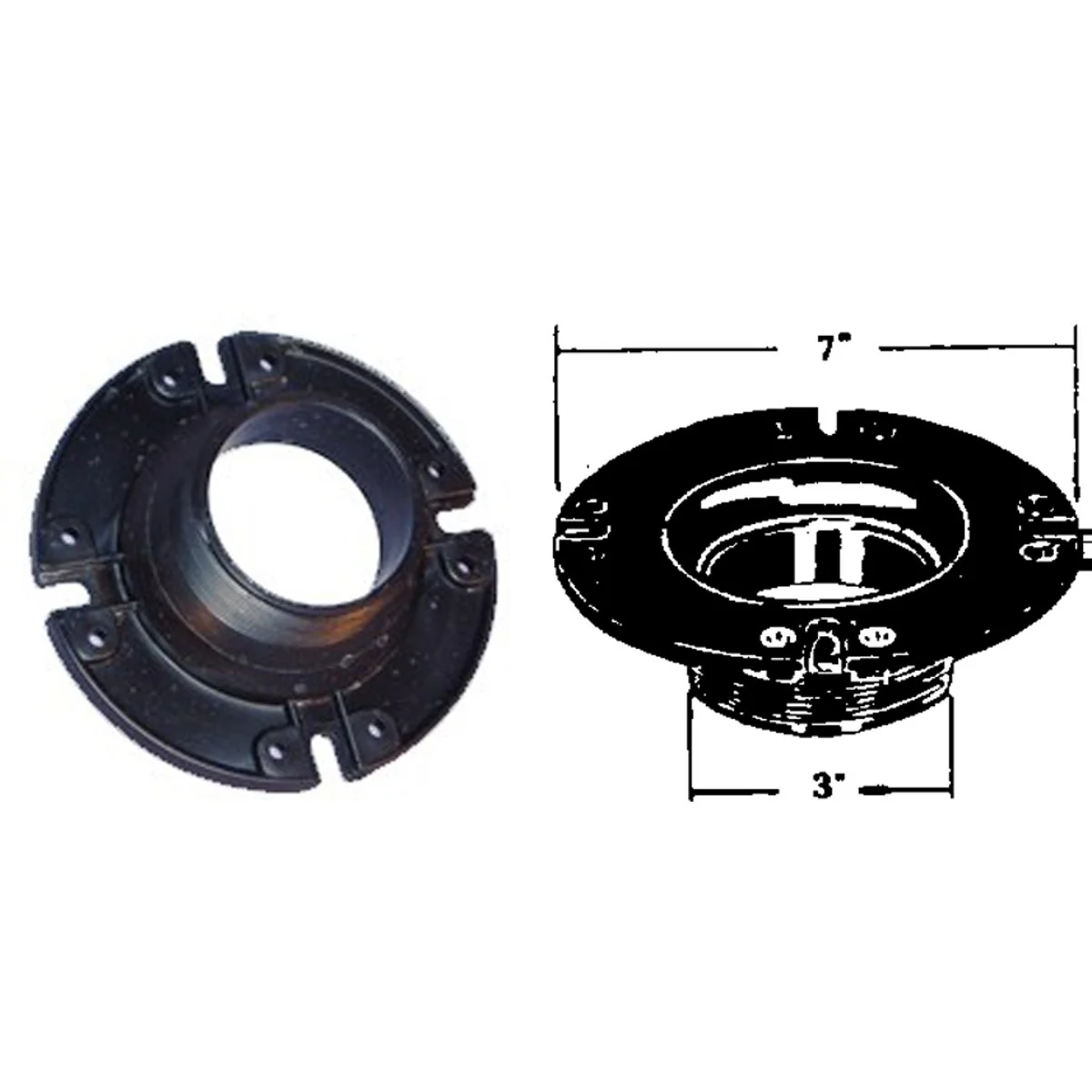 Refined United States Hardware 3 In. MIP ABS Toilet Flange for Mobile Home Original