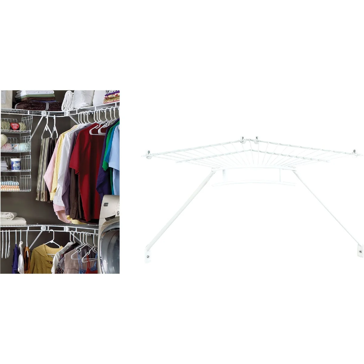 Verified ClosetMaid 12 In. Shelf Rod Wire Closet Corner Shelf Kit White Smart