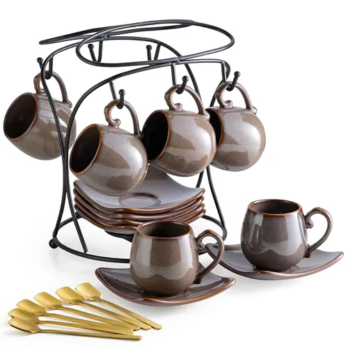 Advanced 3oz Coffee Espresso Cups with Saucers Set of 6 6 Count Professional