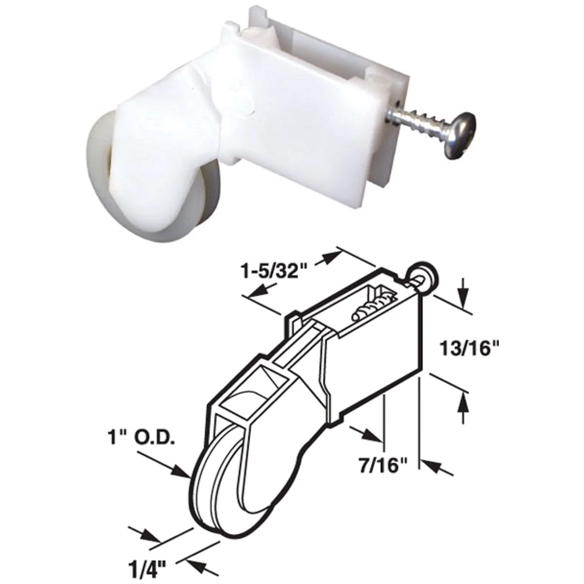 Refined Prime-Line 1 In. x 1 2 In. Adjustable Nylon Screen Door Roller Assembly 2-Count Dependable