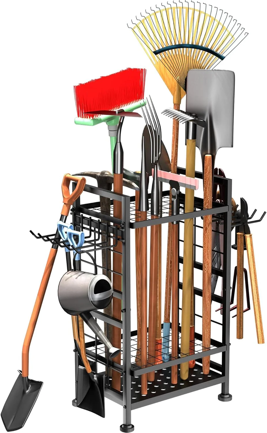 Breathable 3 Tier Garden Tool Organizer Garage Storage and Organization Metal Yard Tools Storage up to 78 Tools Heavy Duty Garden Tool Organizer for Garage High-Performance