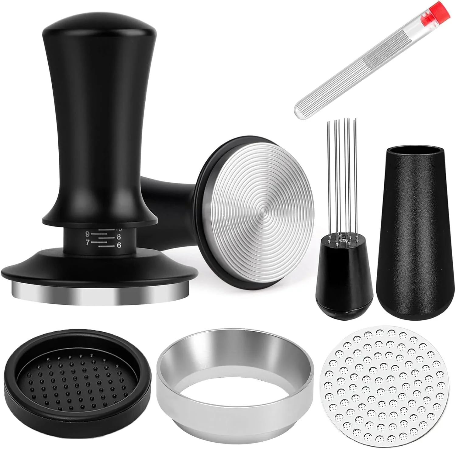 Natural 58mm Espresso Accessories Kit Spring Loaded Calibrated Espresso Tamper Wdt Tool Espresso and Silicone Tamper Mat Dosing Funnel Trusted