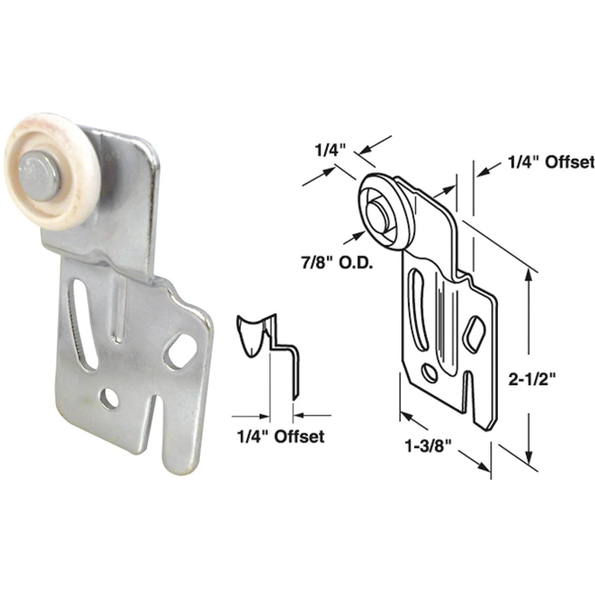 User-Friendly Prime-Line Offset Adjustable 2-1 2 In. H. x 1 4 In. Single Wheel Front Bypass Door Roller 2-Count Modern