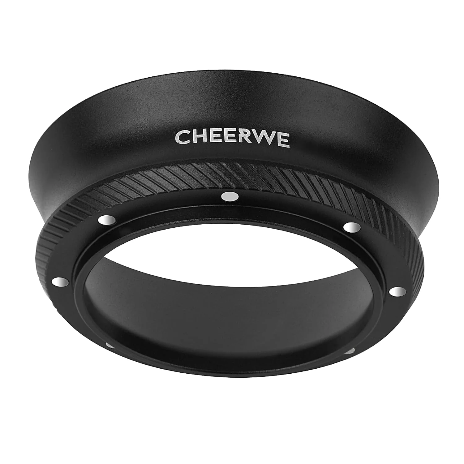 Innovative 54mm Magnetic Espresso Dosing Funnel Aluminum Coffee Ring with 8 Magnets 25mm Height Black Safe