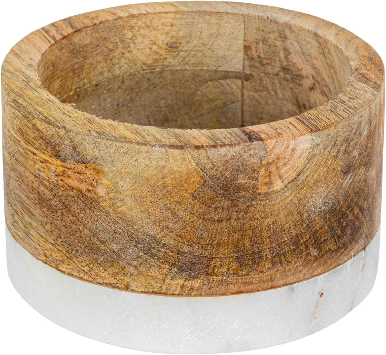 High-End Creative Co-Op Mango Wood and Marble Bottle Holder Minimalist