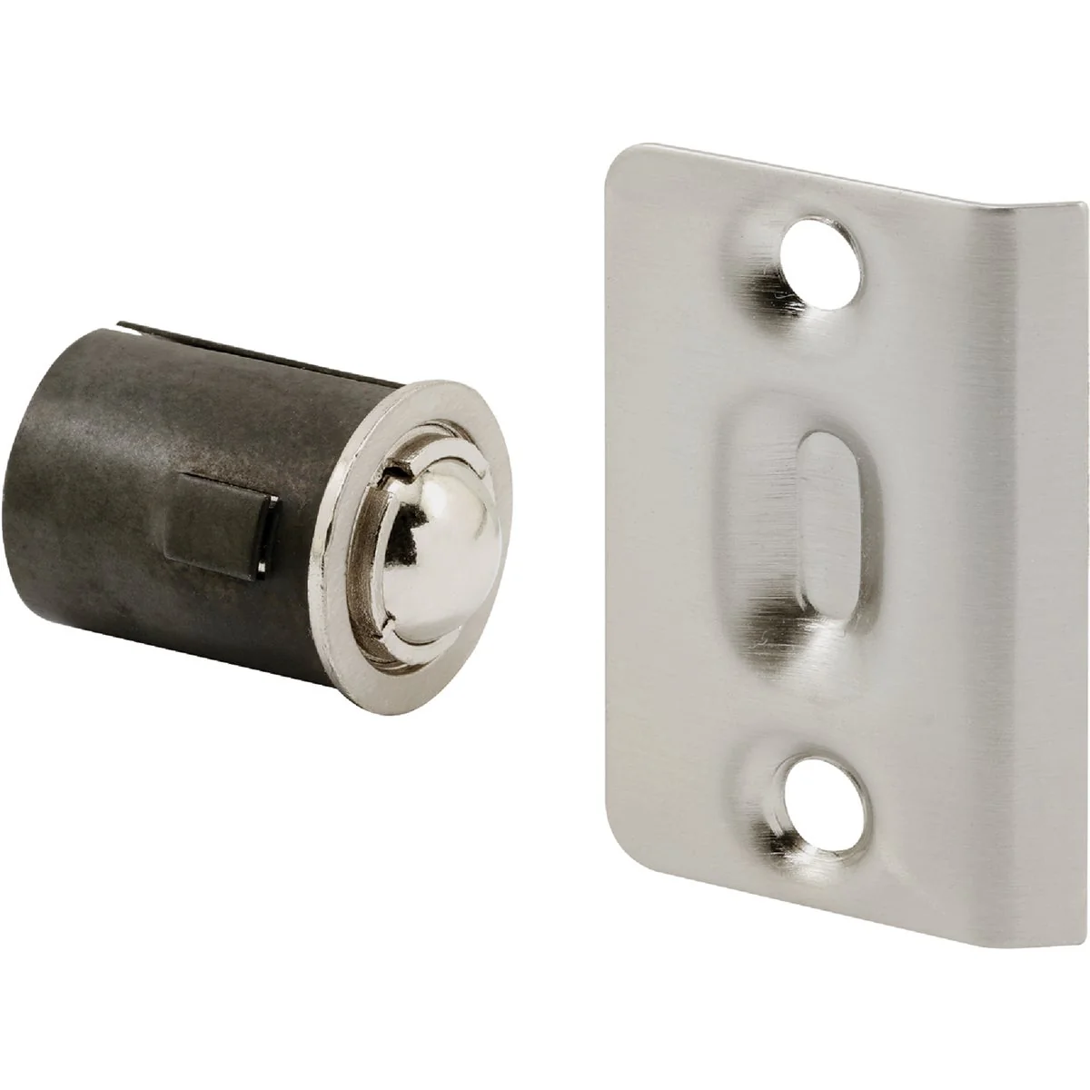 Premium Material Prime-Line 3 4 In. x 1-3 16 In. Satin Nickel Drive-In Ball Bullet Catch Strike Minimalist