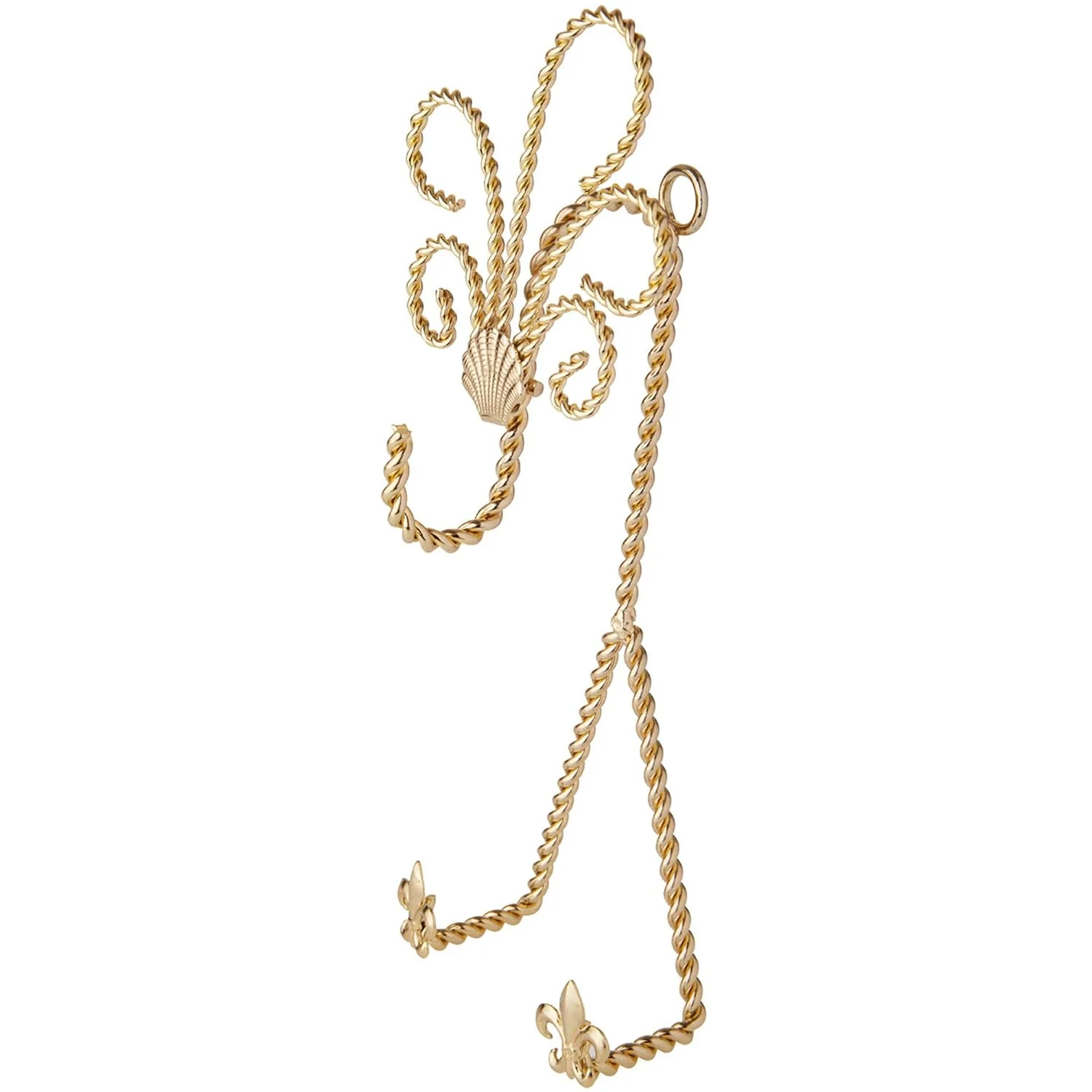 Quality Bard’s Twisted Gold-toned Wall Mountable Cup and Saucer Hanger Shell and Fleur de Lis 9.75 H x 4 W x 3 D Pack of 2 Authentic