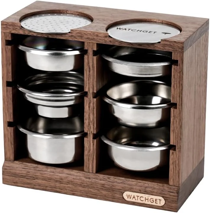 Crafted watchget Horizontal Espresso Portafilter Filter Basket Holder Rack – Wooden Precision Basket Storage Stand for 58mm Espresso Machines and 58mm Coffee Professional