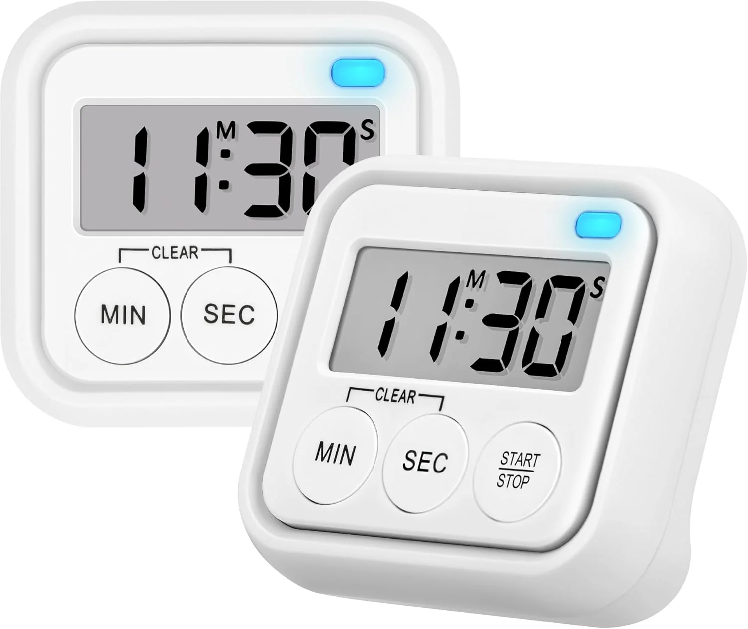 Consistent Timer Kitchen Timers for Cooking Classroom Timer for Kids Teachers Digital Magnetic Timers 2 Pack White Easy-to-Use