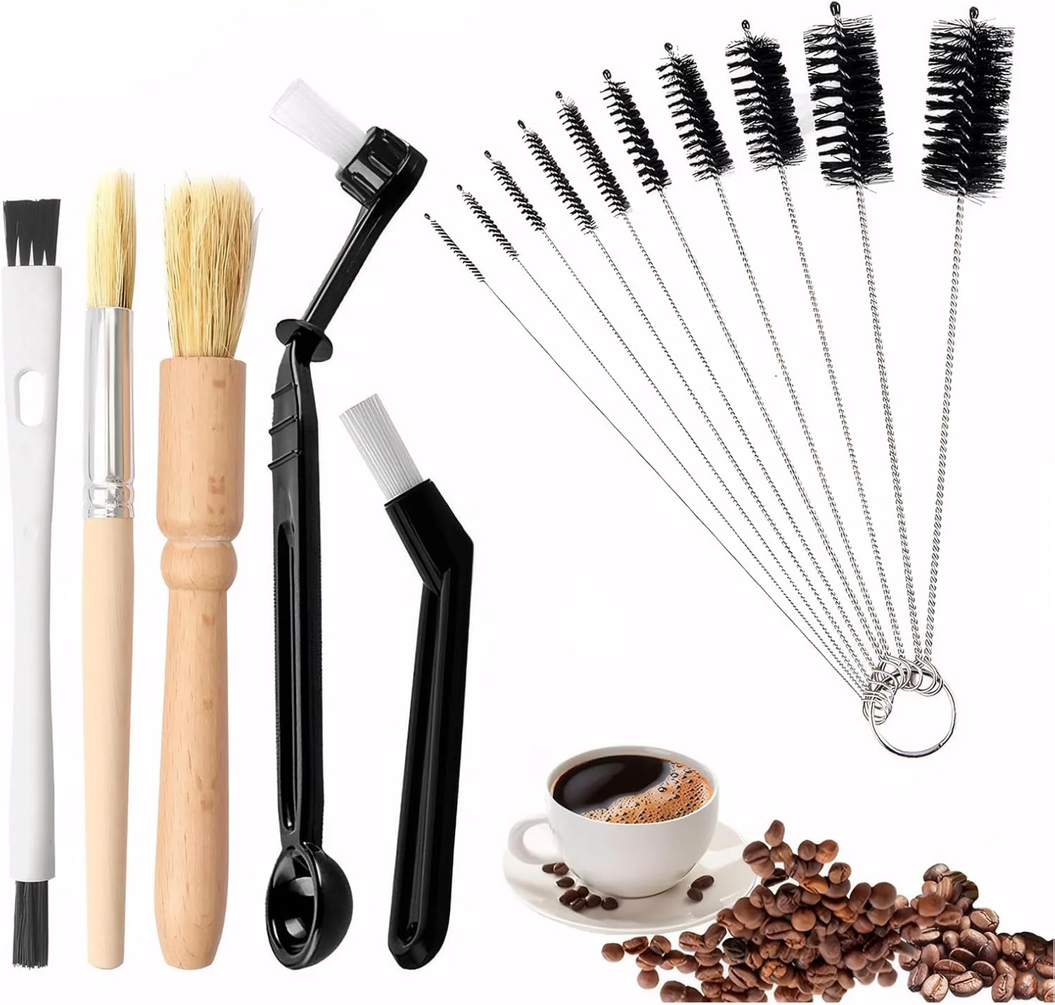 Long-Lasting Coffee Machine Cleaning Brush – 15 PCS Straw Brush Long Handle Bottle Brush Flexible Scrub Brush for Water Bottles Glasswares Mugs Coffee Pots Original Design