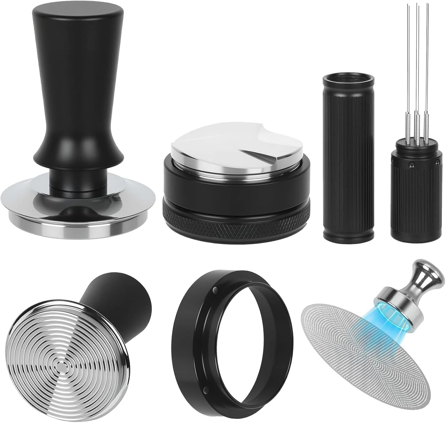 Reliable 53mm Espresso Accessories Kit – Spring-Loaded Espresso Tamper WDT Tool Coffee Distributor Magnetic Dosing Funnel Puck Screen with Remover Environmentally Friendly