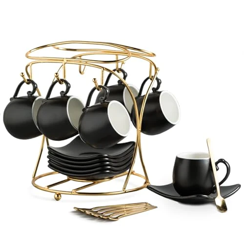 Smart Espresso Cups with Saucers Set 3 Count Flexible