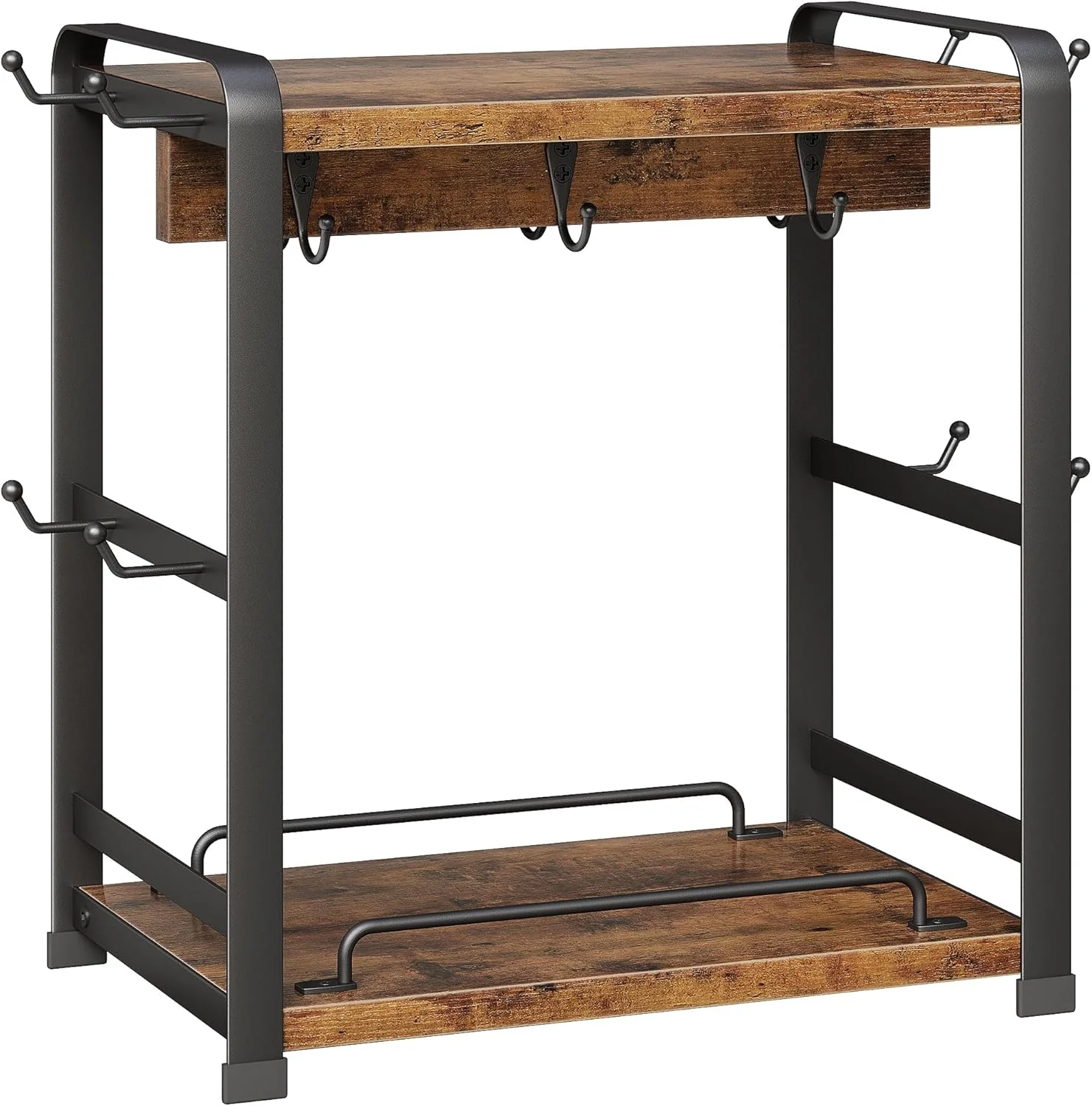Quality Oropy Wooden Coffee Bar Organizer with 14 Mug Hooks 2 Tier Countertop Coffee Mug Holder Stand for Cups Mugs Syrups Accessories Premium