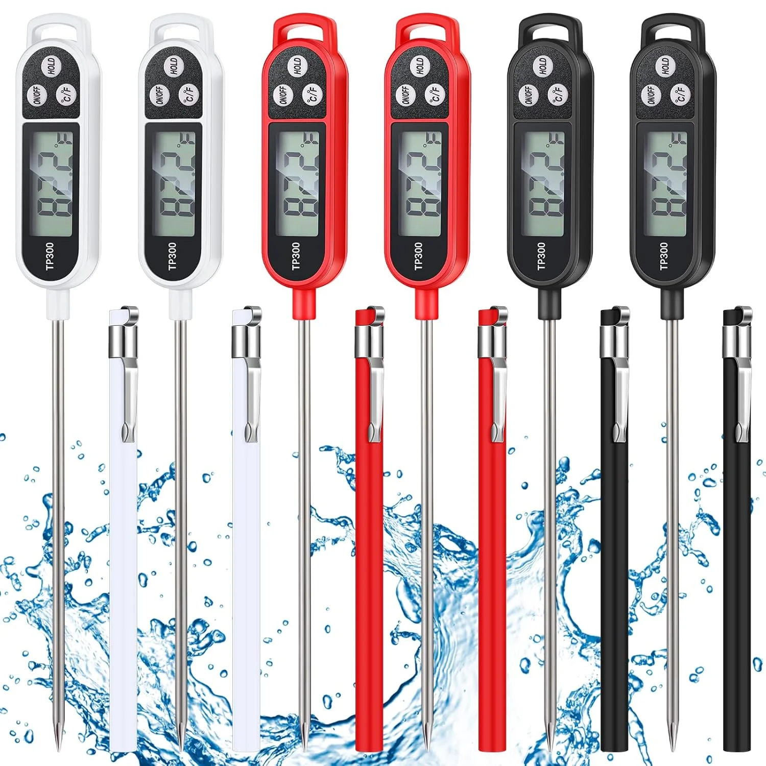 Relaxed 6 Pcs Meat Food Thermometer Food with Probe Water Liquid Instant Read Digital Thermometer Kitchen Cooking Supplies for Cooking BBQ Milk Yogurt Black Genuine