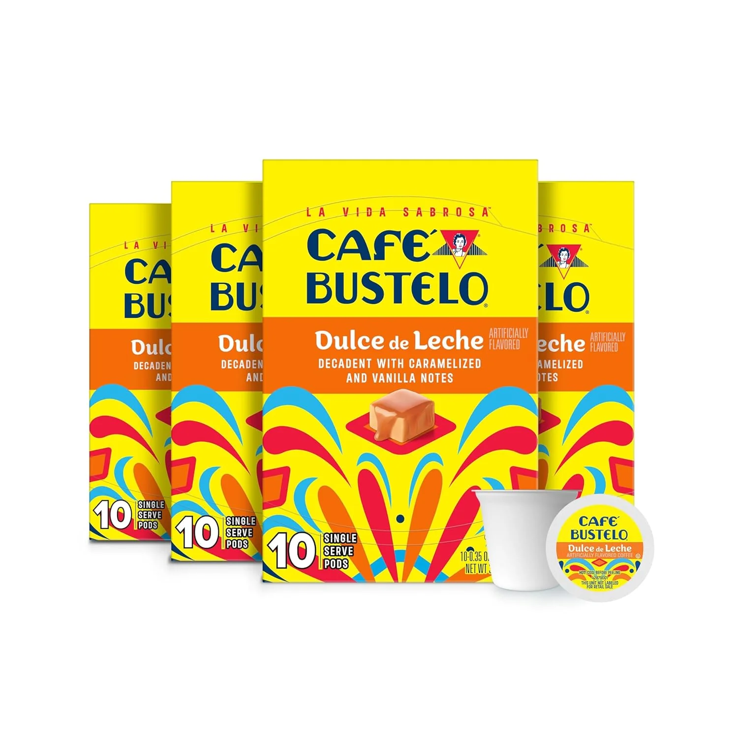 Fashionable Café Bustelo Dulce de Leche Artificially Flavored Coffee Pods 60 Count Compatible with Keurig brewers Not affiliated. See full product description Caramel notes Shelf stable SNAP EBT eligible Pure