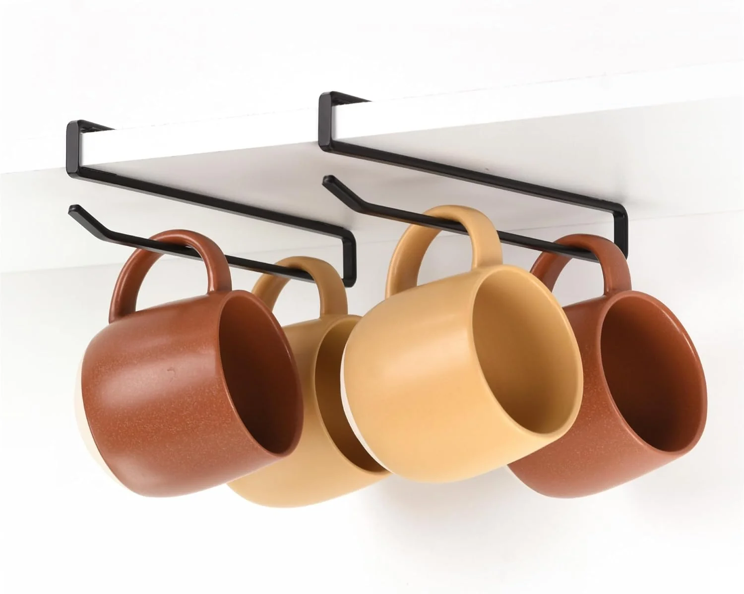 Responsible Coffee Mug Hanger for Cabinet Clip-On Shelf for Cups Utensil Tumbler Lid Screwless Install Pack of 2 Fits Shelves up to 3 4 Fast