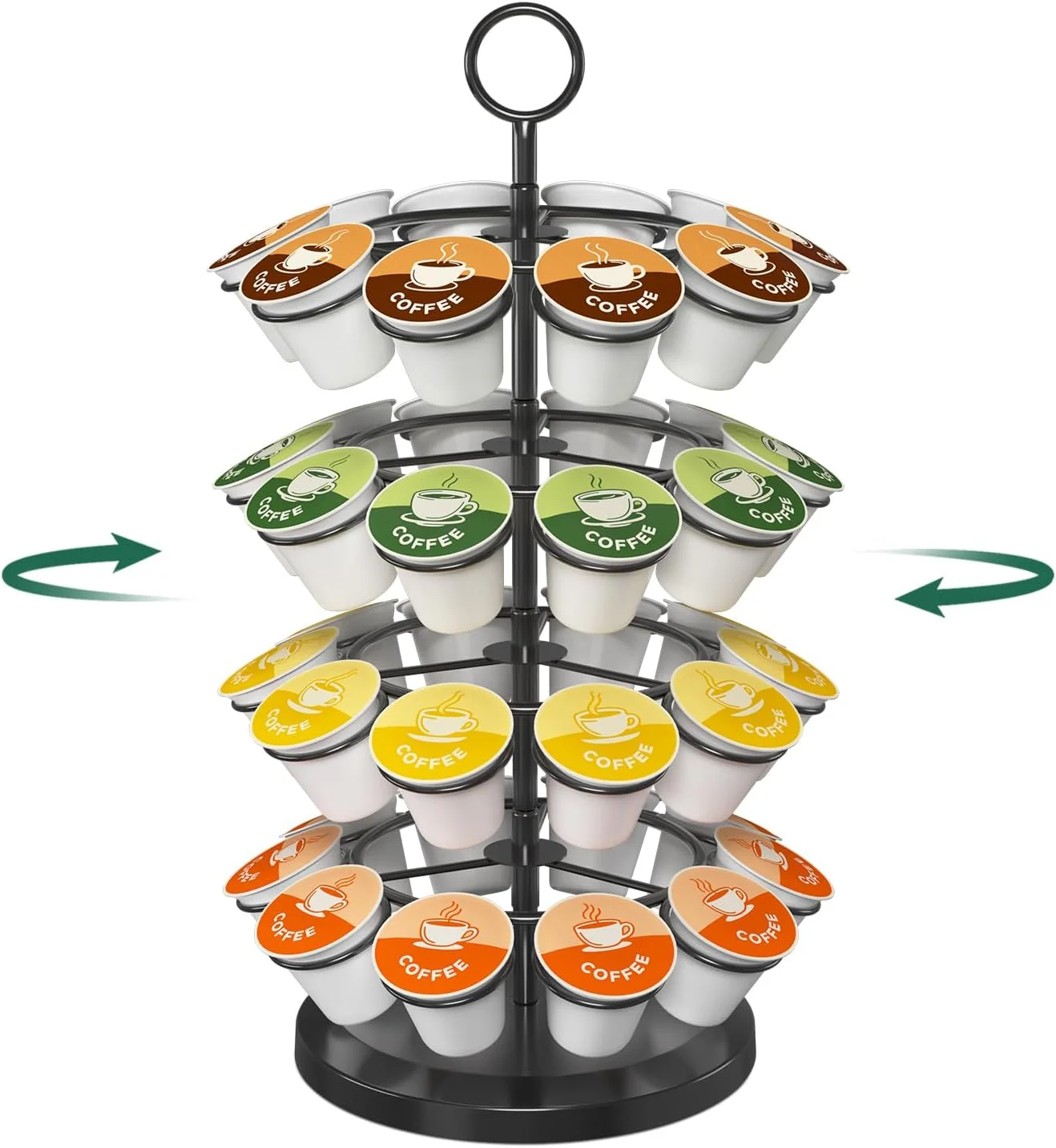 Expertly Made EsLuker.ly K Cup Holder Coffee Pod Organizer Carousel for Counter Metal Storage Rack Stand for Kitchen Organic