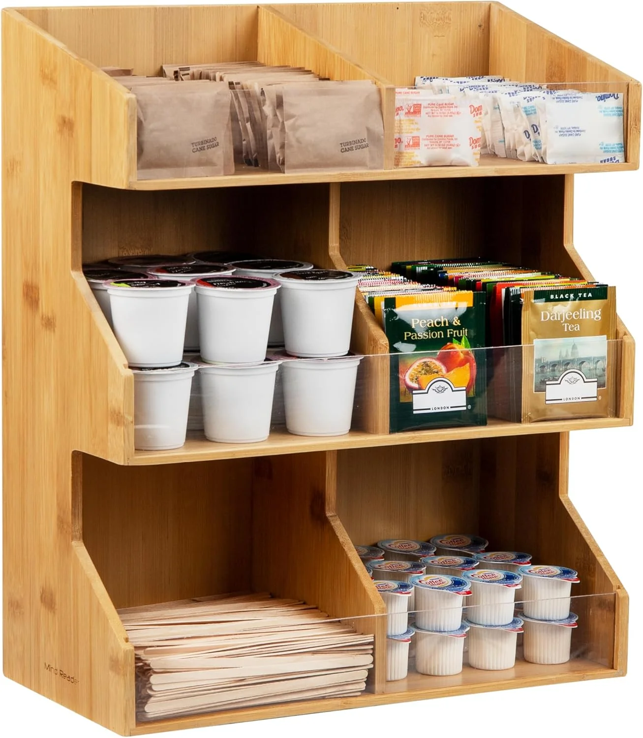 Breathable Mind Reader Coffee Pod Condiment Station Countertop Organizer Kitchen Rayon from Bamboo 13 L x 6.25 W x 15.25 H Brown Functional
