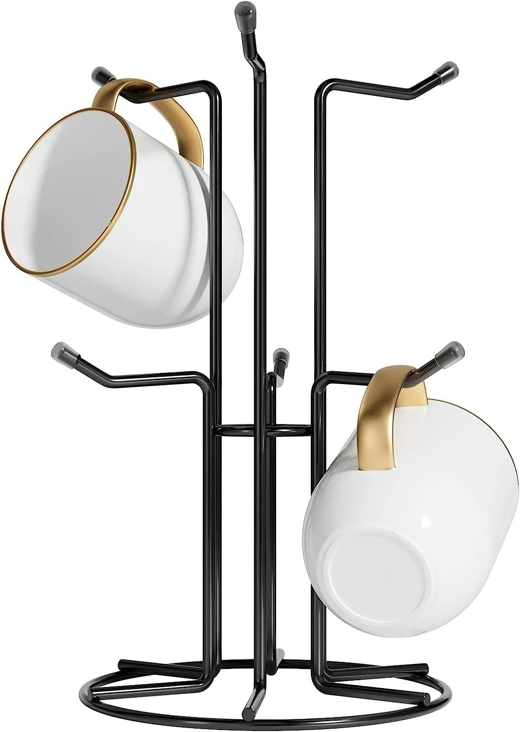High-Grade Hulisen Mug Tree for Large Cups Counter Coffee Mug Holder with 6 Hooks Metal Coffee Cup Holder Tree Standing Rack for Countertop Enhanced