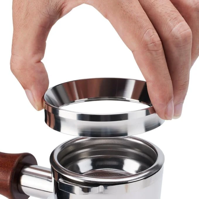 Smart 58mm Magnetic Espresso Dosing Funnel Puck Screen Set – 304 Stainless Steel Coffee Dosing Ring Compatible with Rancilio Gaggia Breathable
