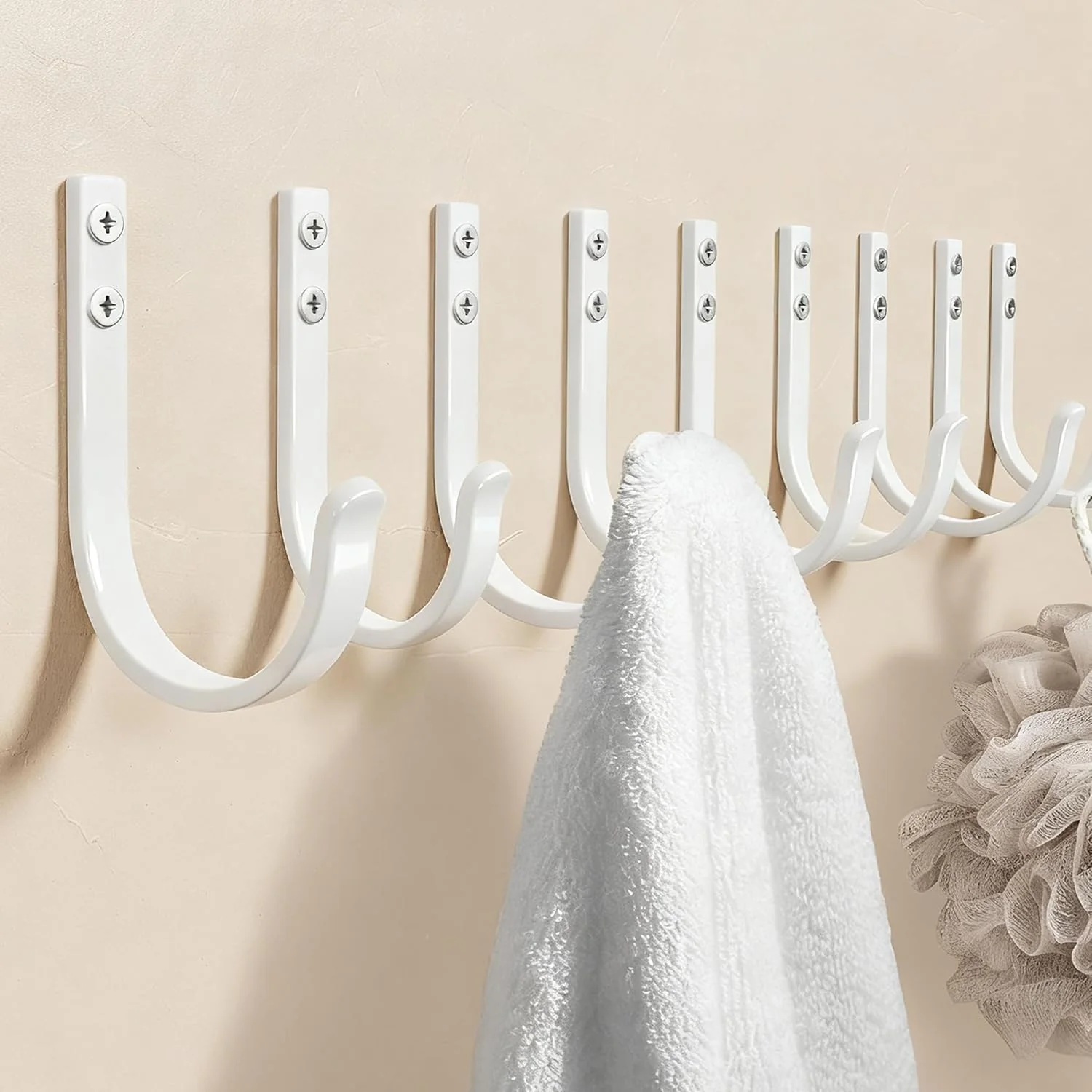 Environmentally Friendly 10-Pack Wall Hooks for Towel Coat - 22LB Heavy Duty Metal Hanger Wall Mount for Outdoor Closet Door Shelf Bathroom for Backpack Cup Clothes Easy-to-Use