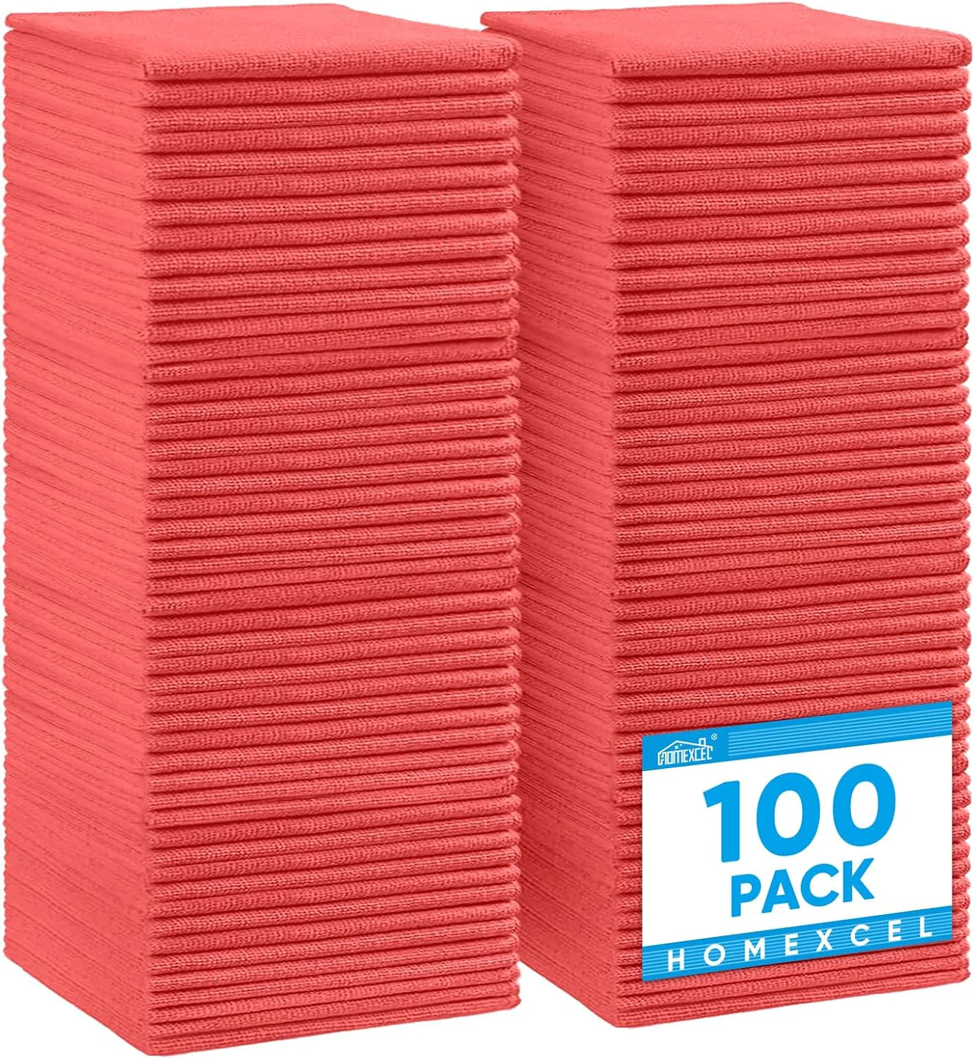 Soft Homexcel Red Microfiber Cleaning Cloth 100 Pack Cleaning Towels for Kitchen Lint Scratch- Highly Absorbent Classic