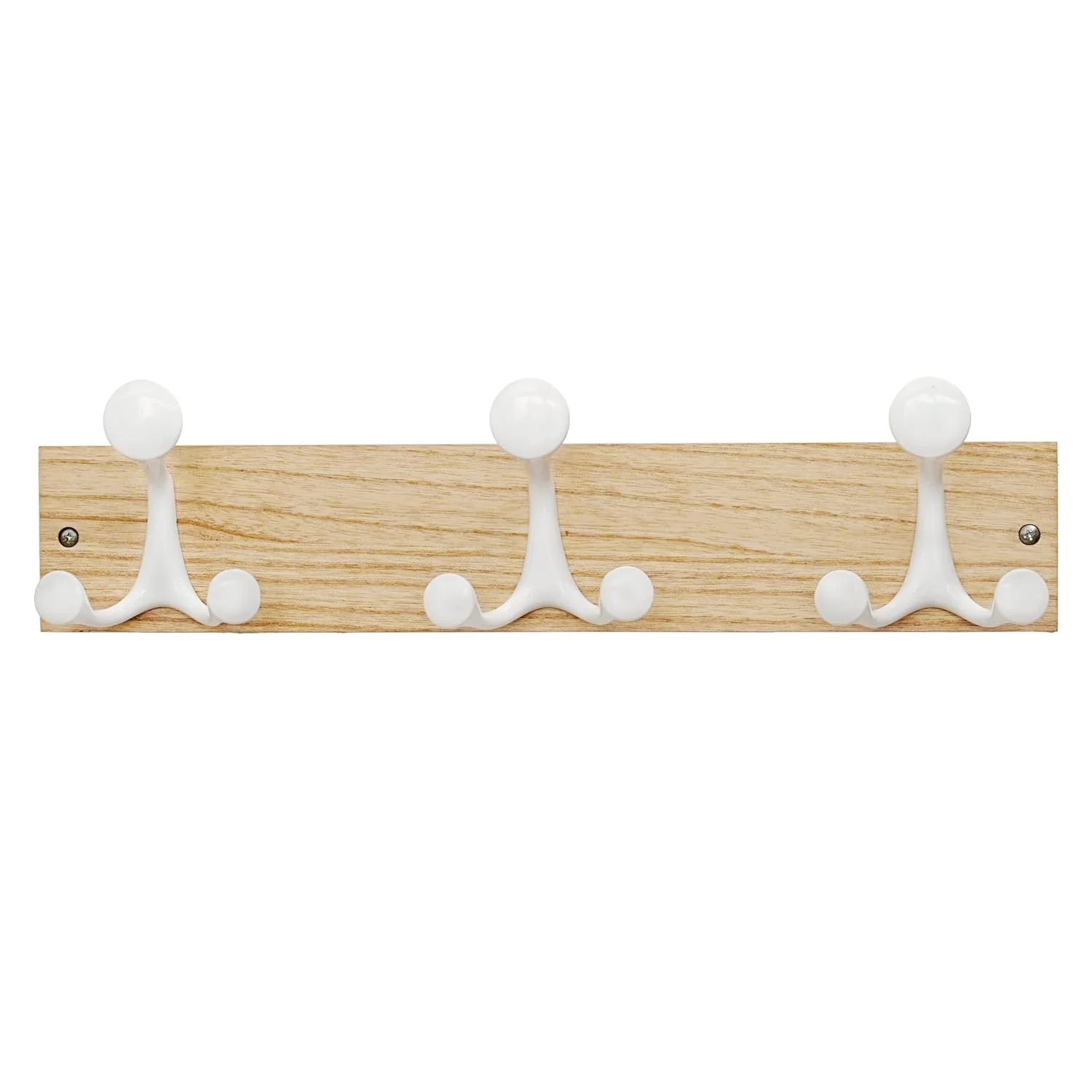Fine Crafted Skoloo 17-Inch Natural Wood Coat Rack Wall Mount with 3 Triple Hooks – I for Family Entrances Classrooms and Pet Supplies Storage Classic