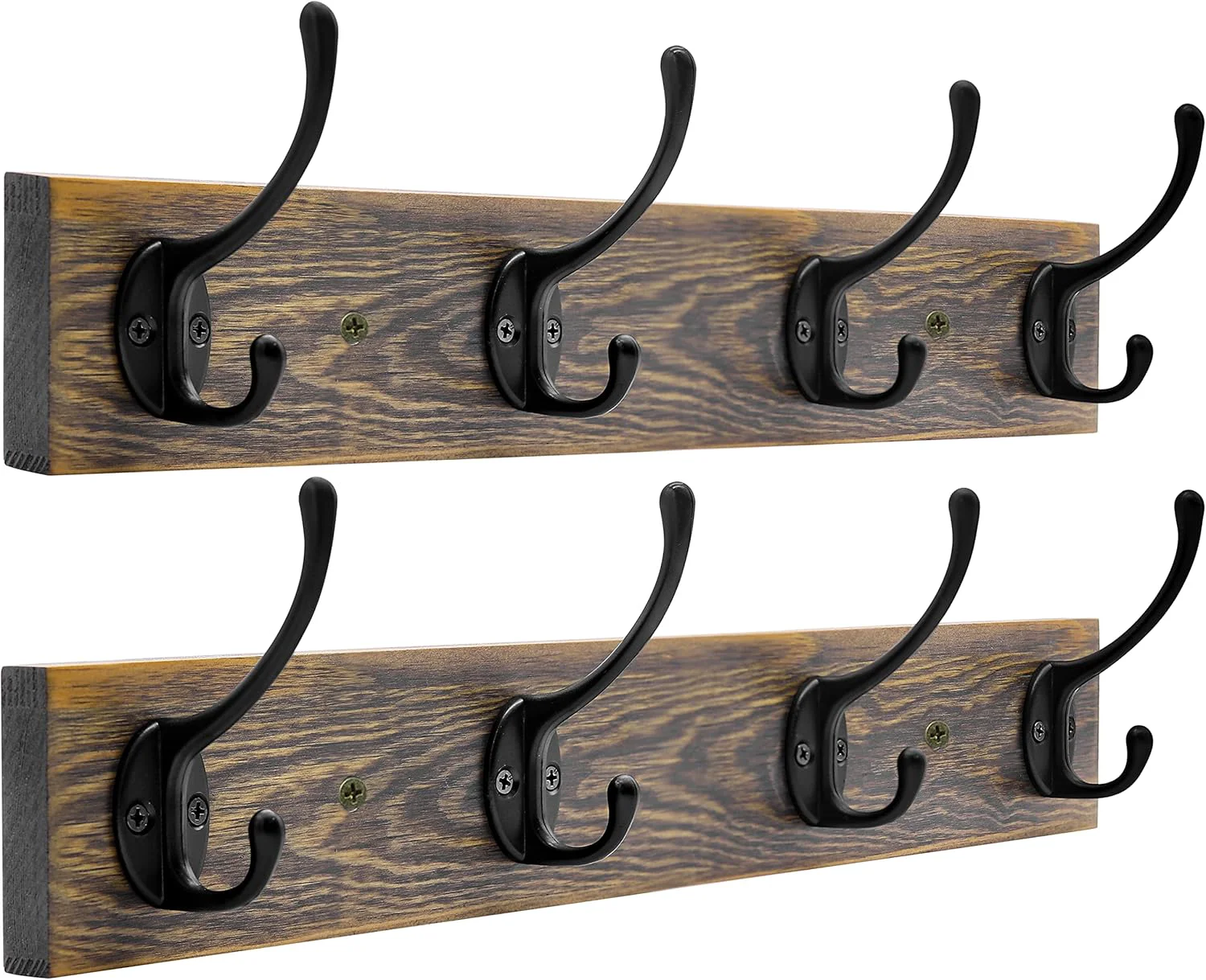 Advanced IBosins Wall Mounted Coat Rack 2 Pack Metal Wood Coat Rack with 8 Black Rustic Hooks for Scarf Bag Towel Key Cap Cup Hat Trusted
