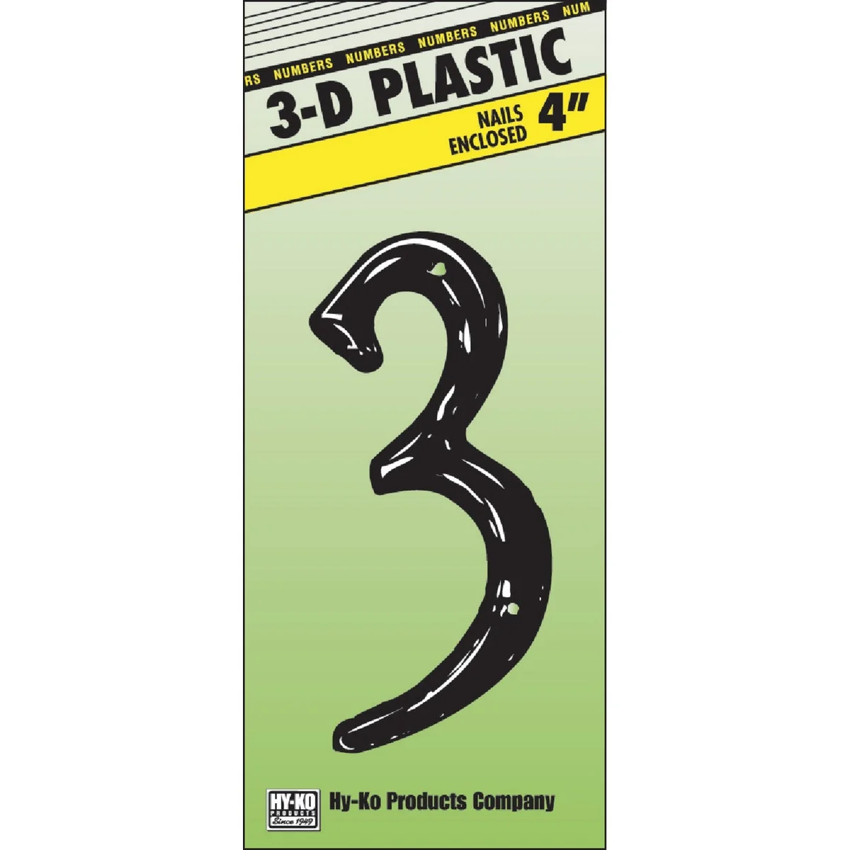 Versatile Hy-Ko 4 In. Black House Number Three Natural