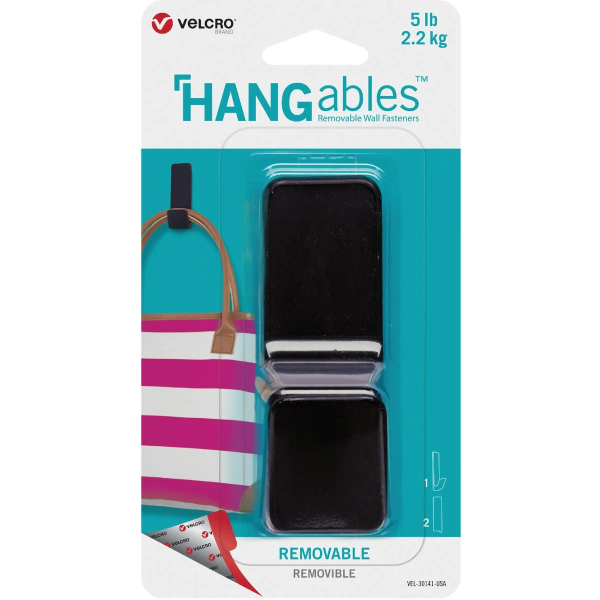 High-Quality Velcro Brand Hangables 5 Lb. Capacity Black Removable Large Hook Original Design