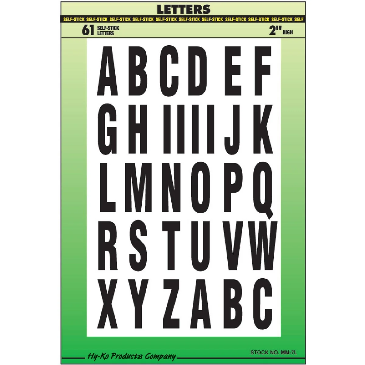 Stylish Hy-Ko Self-Adhesive Polyester 2 In. Black Letter Set Natural