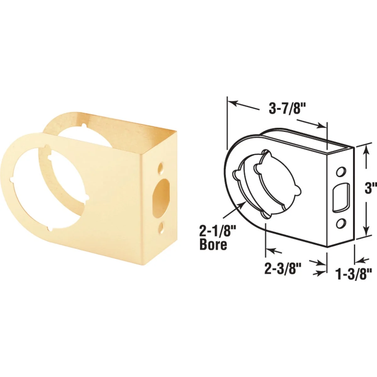 High-Performance Defender Security 1-3 8 In. x 2-3 8 In. Brass Contemporary Door Reinforcer Crafted