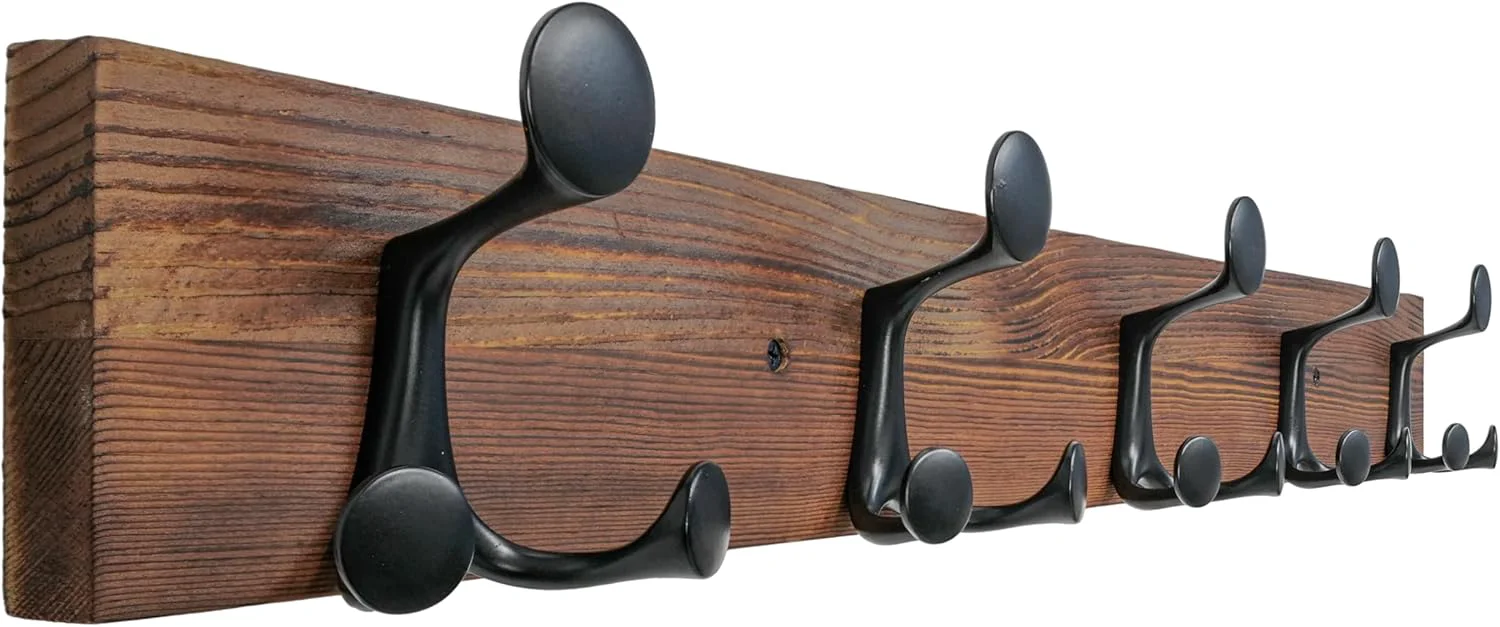 World-Class Skoloo 30-Inch Wood Coat Rack Wall Mount with 5 Triple Hooks – I for Family Entrances Classrooms and Pet Supplies Storage Responsible