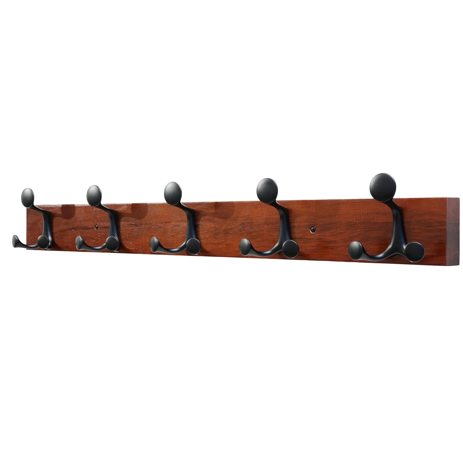 First-Class Skoloo 30-Inch Cherry Wood Coat Rack Wall Mount with 5 Triple Hooks – I for Family Entrances Classrooms and Pet Supplies Storage Luxury
