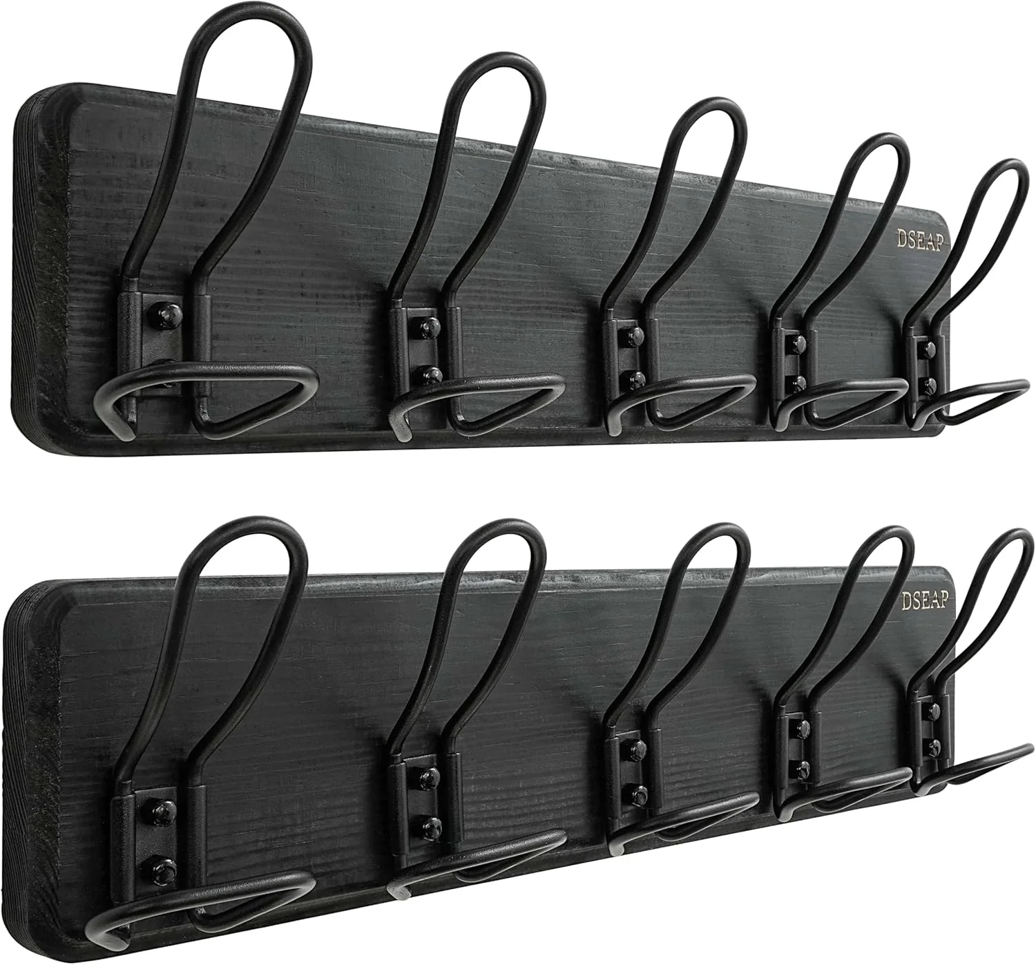 Functional Dseap Coat Rack Wall Mounted – Heavy Duty Farmhouse Rustic Wall Coat Hanger with 5 Wire Hooks for Clothes Hat Jacket Towel RusticWire G25A Black High-Quality