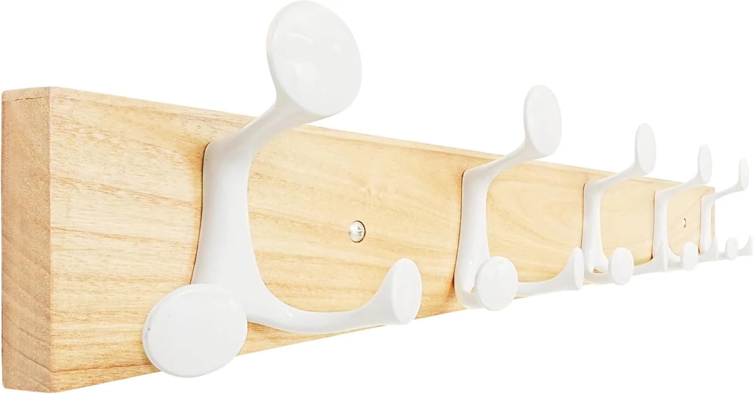 Recyclable Skoloo 24-Inch Natural Wood Coat Rack Wall Mount with 5 Triple Hooks – I for Family Entrances Classrooms and Pet Supplies Storage Quality